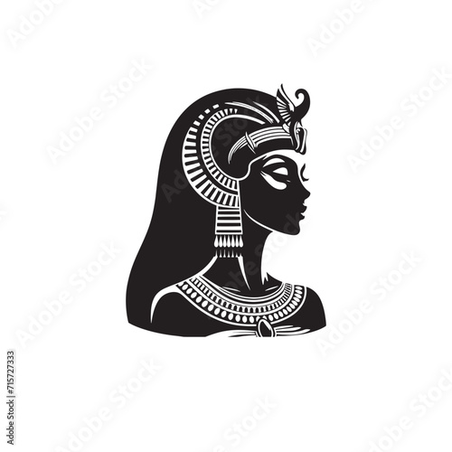 Graceful Power: Intricate Cleopatra Silhouettes Capturing the Fusion of Strength and Femininity - Cleopatra Illustration - Egyptian Goddess Vector
