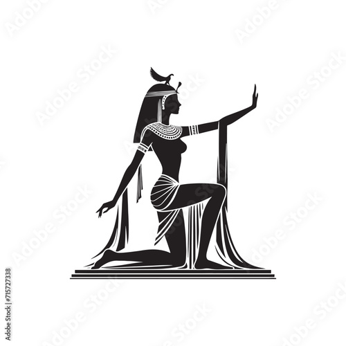 Royal Reverie: Cleopatra Silhouette Series Portraying the Majestic Aura of Ancient Royalty - Cleopatra Illustration - Cleopatra Vector - Cleopatra Egyptian Goddess Silhouette
