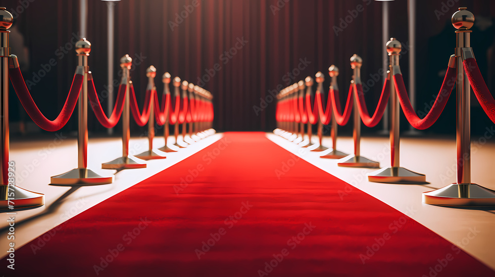 Red carpet on the stairs on dark background, the way to glory, victory and success Red carpet on the stairs on dark background, the way to glory, victory and success