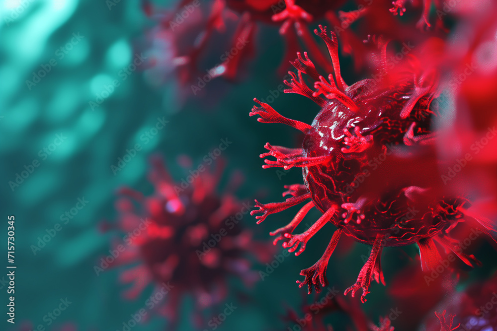 3d illustration of red virus in abstract background. Coronavirus 2019 nCov concept 3d illustration of red virus in abstract background. Coronavirus 2019 nCov concept