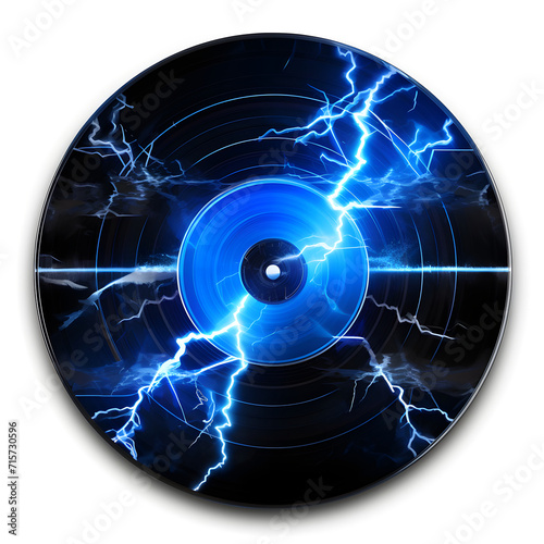 Vinyl record with blue lightning bolts
