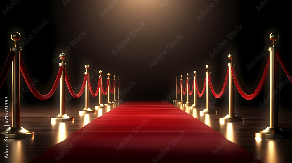 Red carpet on the stairs on dark background, the way to glory, victory and success Red carpet on the stairs on dark background, the way to glory, victory and success