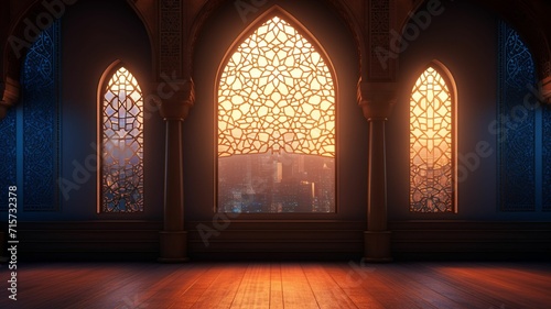 Ramadan Kareem background with  mosque arch. © Lilya