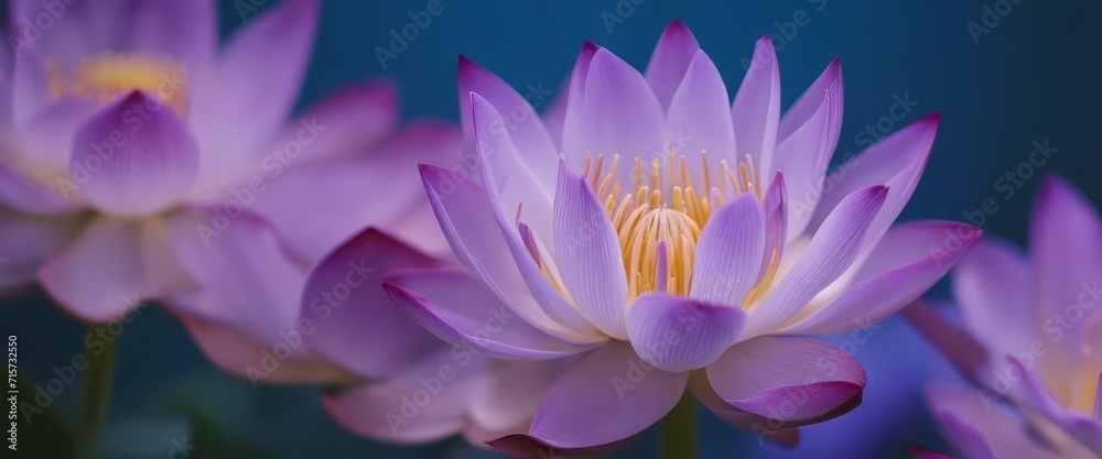 Blue lotus (Nymphaea caerulea) flower background with copy space, Flowers composition as background
