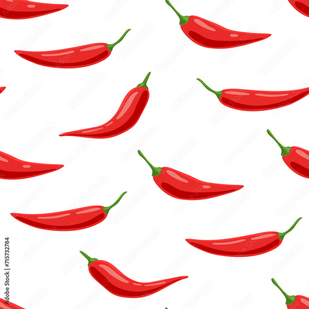Chili pepper vector cartoon seamless pattern background for wallpaper, wrapping, packing, and backdrop.