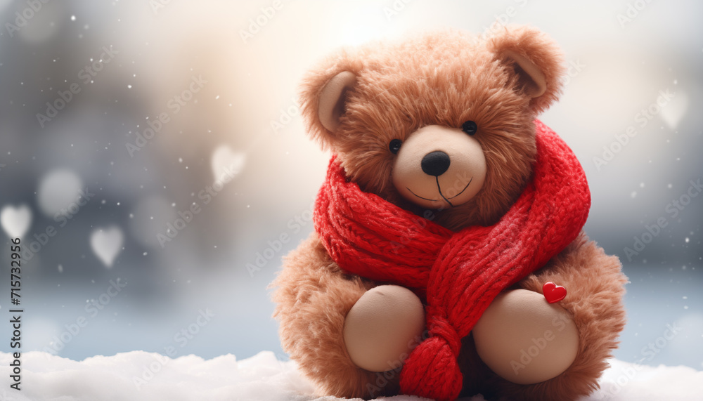 An adventurer Teddy Bear with heart shaped baloon. Valentine's day teddy bear. AI Generative An adventurer Teddy Bear with heart shaped baloon. Valentine's day teddy bear. AI Generative