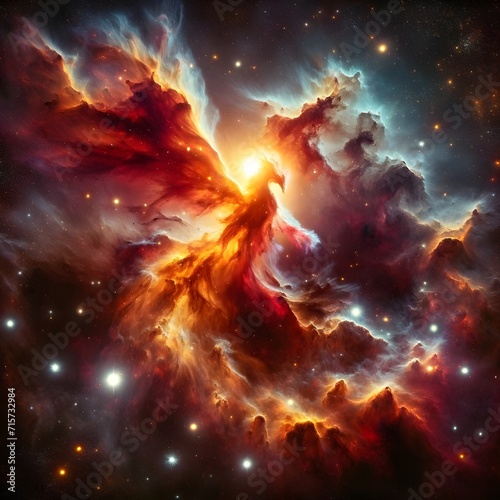 Intergalactic Cosmic Nebula Background Filled With Stars