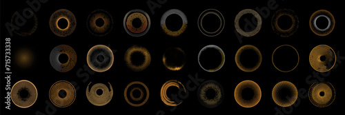 Set of halftone circles. Abstract dotted stippling shapes.  Halftone design elements.