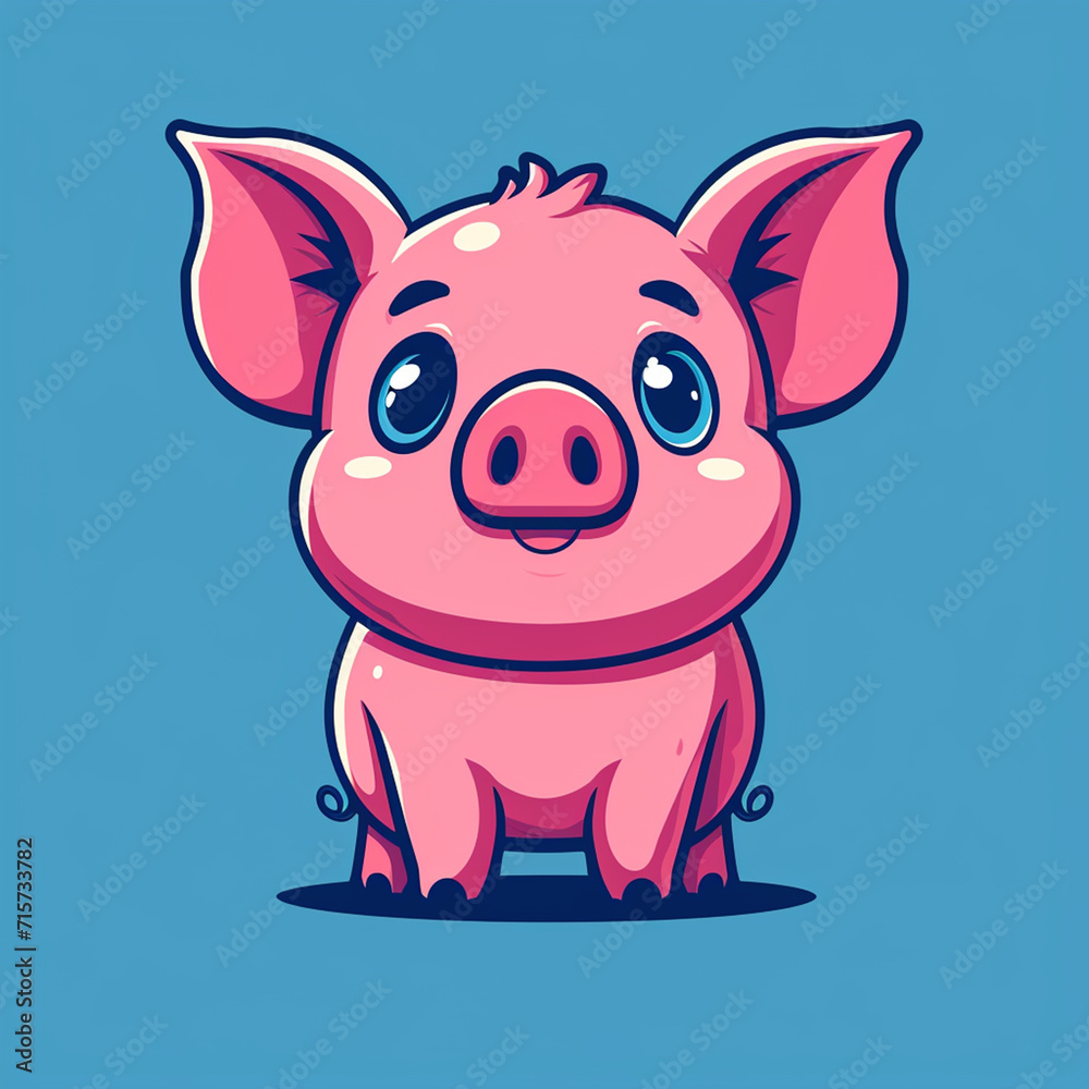 flat vector, illustration, logo of funny pig flat vector, illustration, logo of funny pig