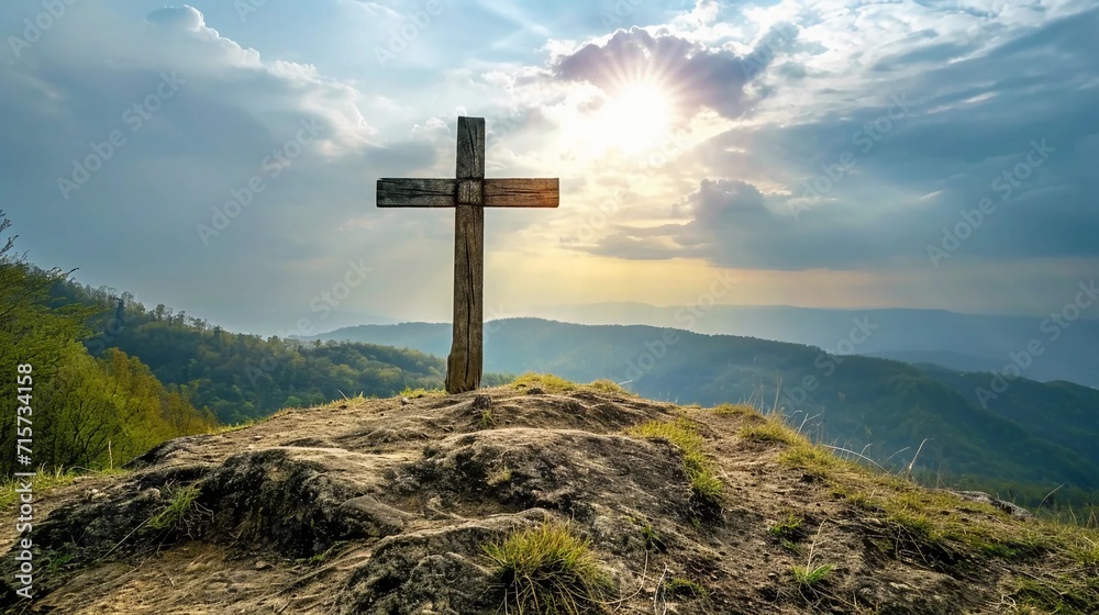 Christian cross on the hill Christian cross on the hill