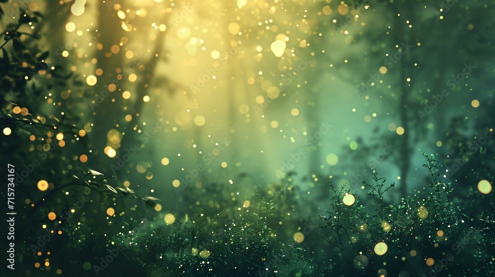 Dark and mysterious forest green and brown tones in an abstract blurry background, with specks of defocused, light-green lights. Dark and mysterious forest green and brown tones in an abstract blurry background, with specks of defocused, light-green lights.