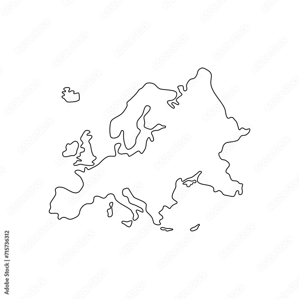 Europe map vector outline, Easy and smooth style. 