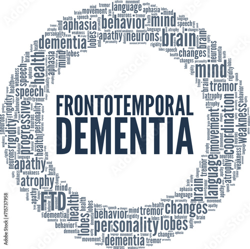 Frontotemporal Dementia word cloud conceptual design isolated on white background.
