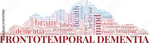 Frontotemporal Dementia word cloud conceptual design isolated on white background.