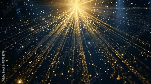 Dark Indigo Golden Royal Awards Graphics Background. Lines Growing Elegant Shine Spark. Luxury Premium Corporate Abstract Design Template. Center LED Screen Visual. Lights Fireworks.