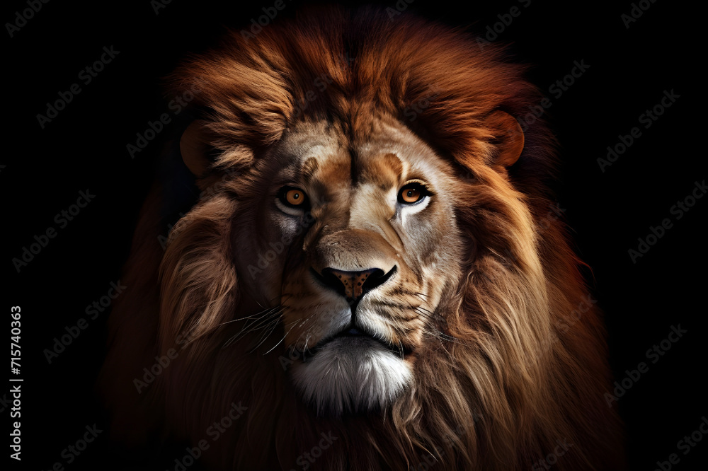 Portrait of Lion on Isolated on Background - Ai Generated