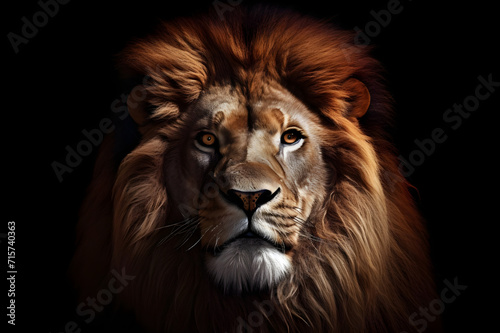 Portrait of Lion on Isolated on Background - Ai Generated © Muhammad