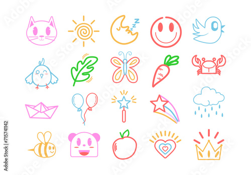 Cute Doodle Character Element Set