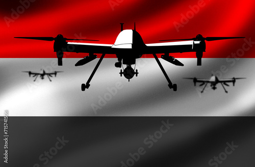 Military quadcopter. Flag Y...