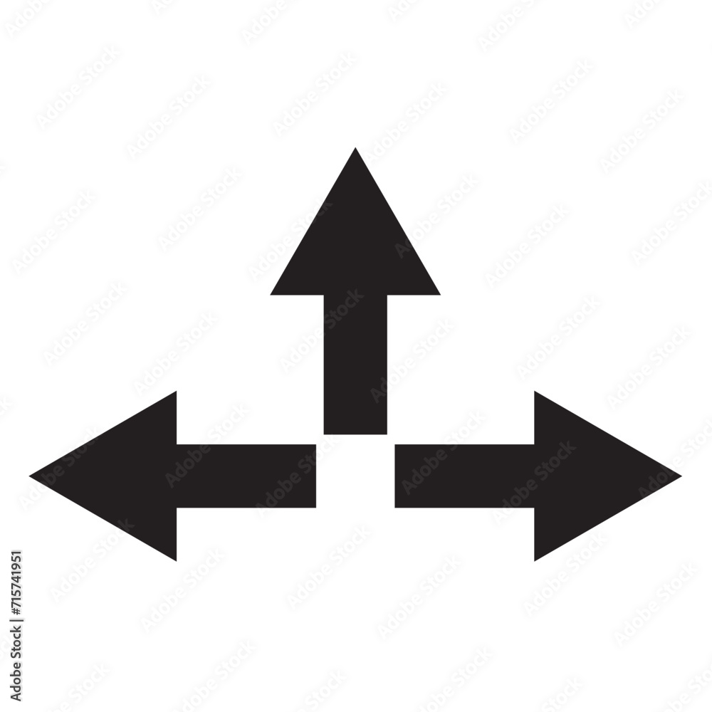 Arrow icon. Three-way direction arrow icon. black arrow icon. 11:11 Arrow icon. Three-way direction arrow icon. black arrow icon. 11:11