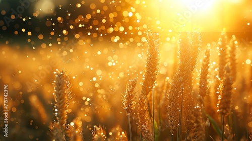 Corn cobs in agriculture field with a big copy space during sunset, Generative AI.