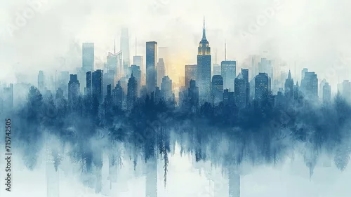 Obraz abstract city skyline seamless tile stock illustration wallpaper design of a new, high-quality, international metropolis