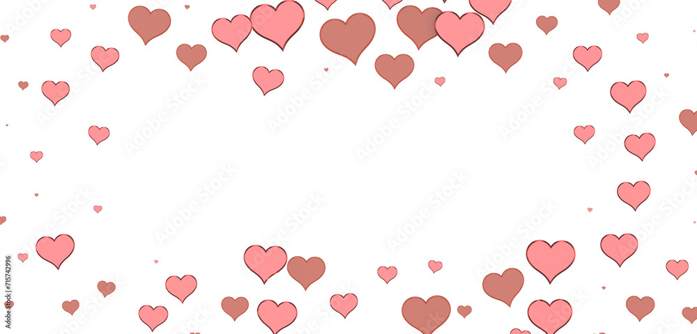 realistic isolated heart confetti on the transparent background for decoration and covering.