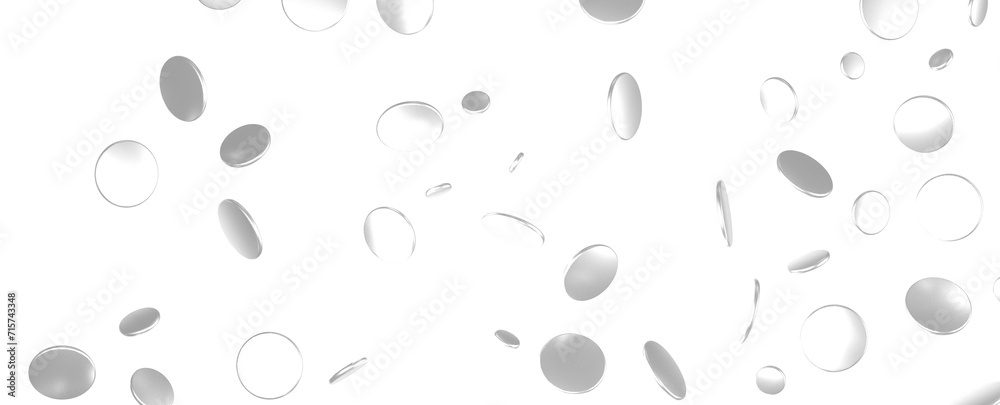 silver  Shower: Dynamic 3D Illustration of Dancing silver Confetti