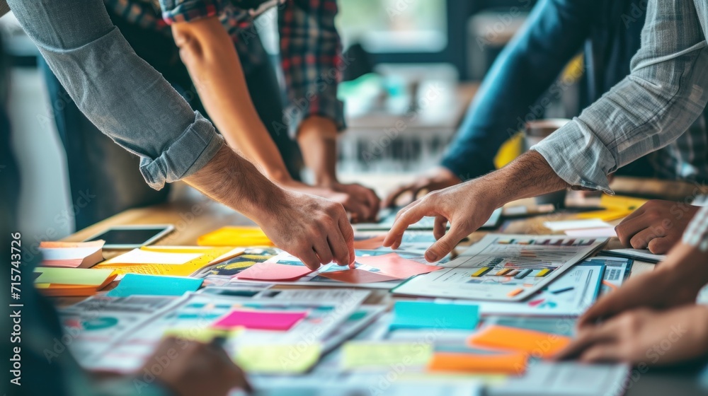 Business people meeting and strategy idea while planning, brainstorming or coaching in the office. Group of employees in team discussion, collaboration or staff training at workplace conference