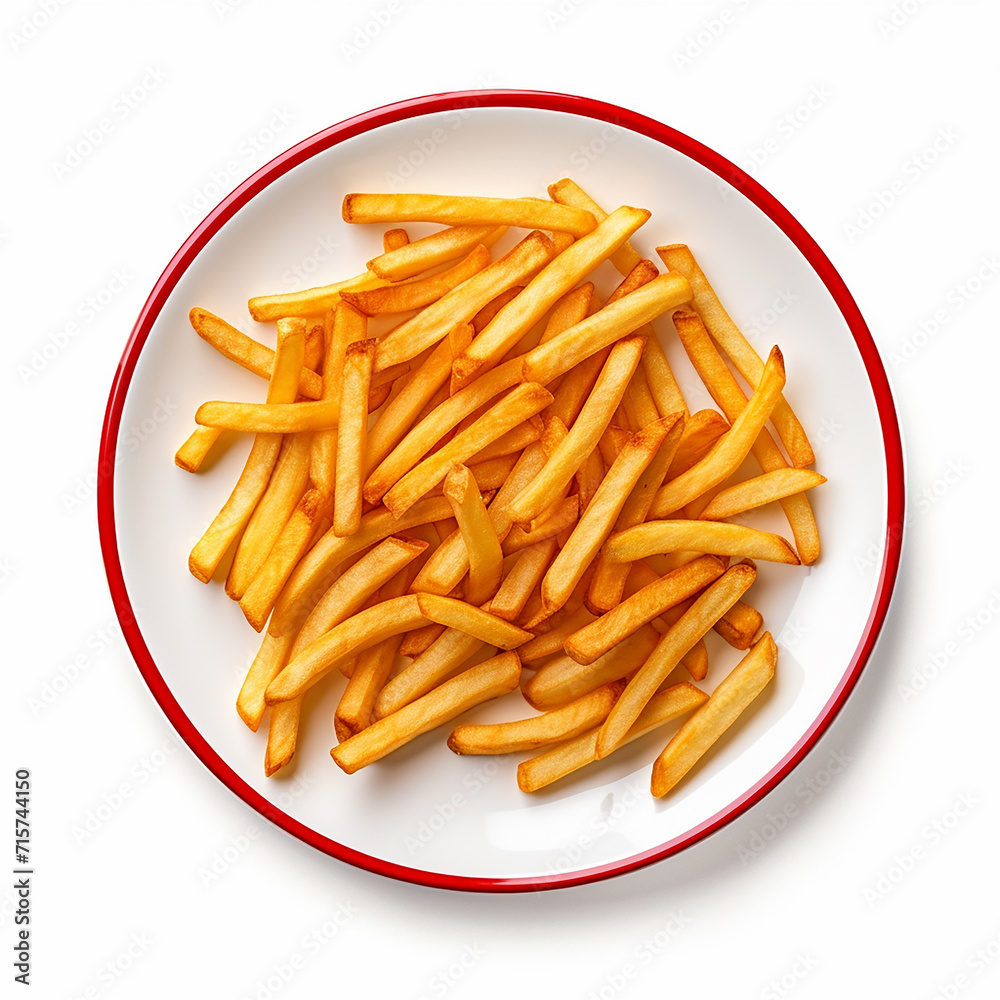 French fries plate isolated on a white background French fries plate isolated on a white background
