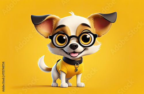 Cartoon puppy for puppy lovers portrait of dog cute illustration, in the style of light yellow and brown © Irina
