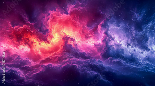 Swirling Nebula in Vivid Pink and Blue Hues 