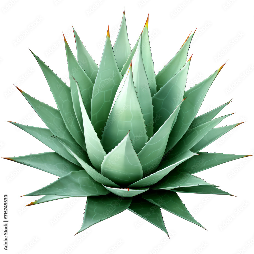 Agave bush cactus. Isolated on transparent background.