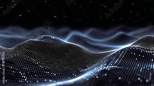 Wave of dots and weave lines. Abstract background. Network connection structure 