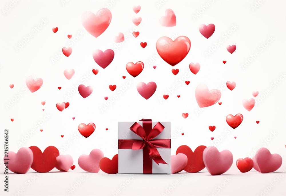 gift box with hearts, valentines day background with hearts