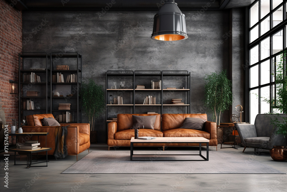 Living room loft in industrial style Living room loft in industrial style