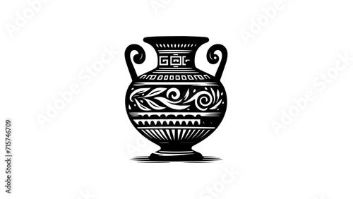 Ancient Greek vase illustration vector. simple black and white illustration of Ancient Greek vase no fill. ancient roman vase. Ancient Greek pottery