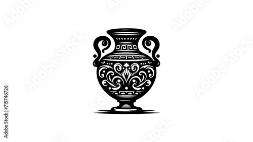 Ancient Greek vase illustration vector. simple black and white illustration of Ancient Greek vase no fill. ancient roman vase. Ancient Greek pottery