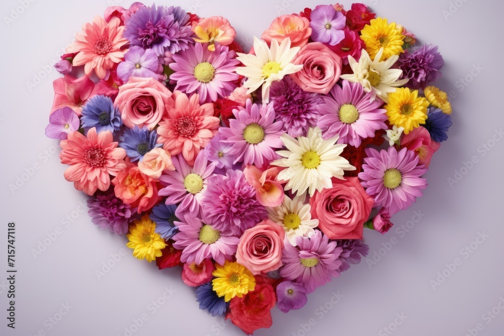 heart-shaped pink variety of blooming flowers. View from above. heart-shaped pink variety of blooming flowers. View from above.