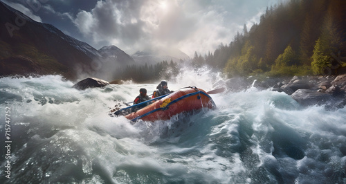  river rafting water sports, ai generated. photo