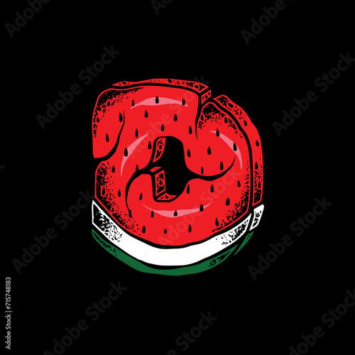 D Watermelon Font Vector Design