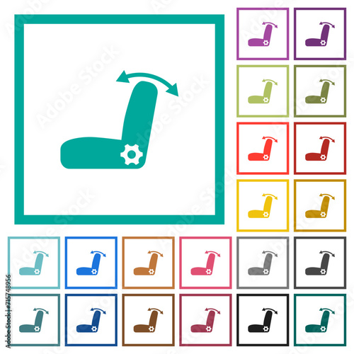 Car seat adjustment flat color icons with quadrant frames photo