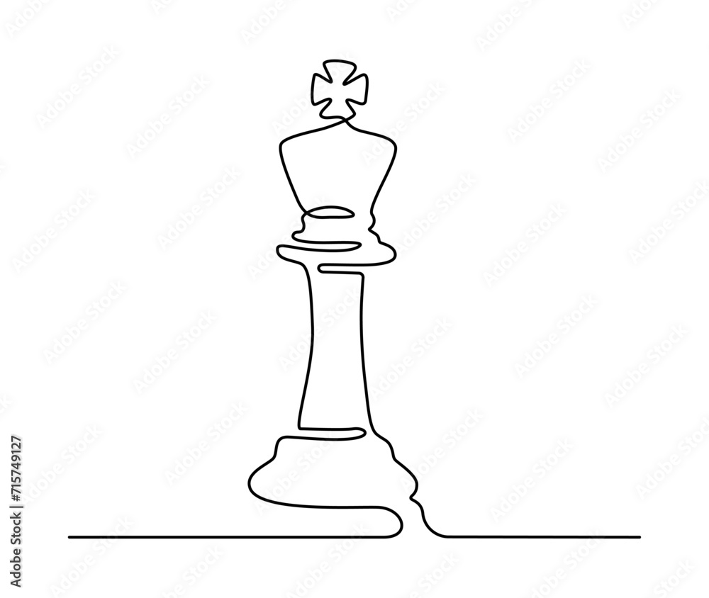 Continuous line drawing of a chess pieces king versus queen. Chess game concept. Vector illustration Continuous line drawing of a chess pieces king versus queen. Chess game concept. Vector illustration