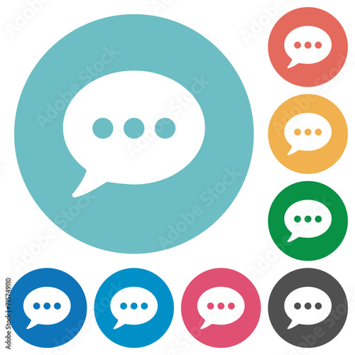 One oval active chat bubble solid flat round icons
