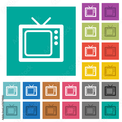 Vintage retro television square flat multi colored icons photo