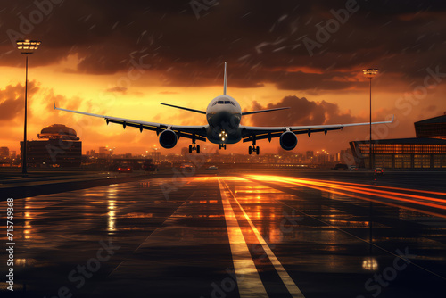 A travel adventure commences with a commercial flight taking off from an advanced airport, highlighting the joy of traveling.