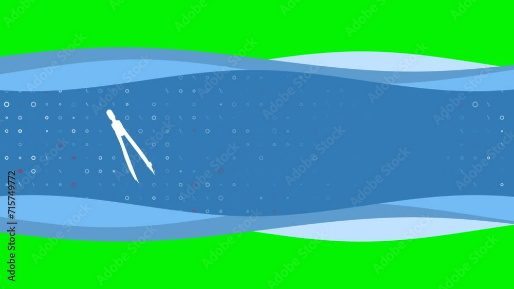 Animation of blue banner waves movement with white compass divider symbol on the left. On the background there are small white shapes. Seamless looped 4k animation on chroma key background Animation of blue banner waves movement with white compass divider symbol on the left. On the background there are small white shapes. Seamless looped 4k animation on chroma key background
