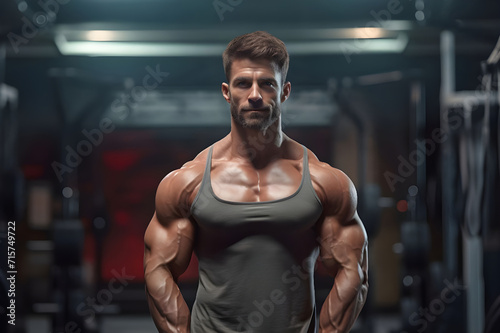 Handsome Young Man Working Out Biceps In A Gym - Ai Generated
