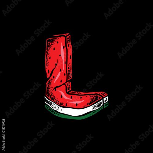L Watermelon Font Vector Design
