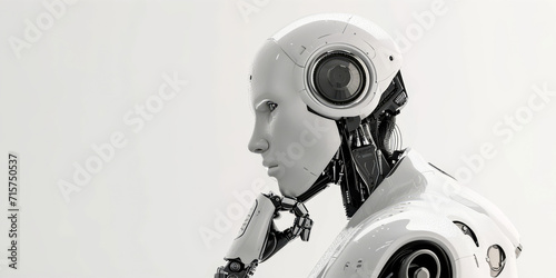 AI robot that can learn and think on its own, white background © piai